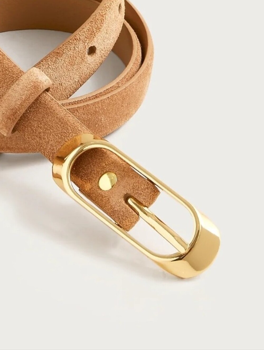NWT J. Crew Skinny oval-buckle suede belt, Size XS - Picture 2 of 3